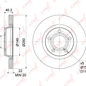 Диск тормозной передний вентилируемый