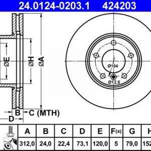 Диск тормозной передний вентилируемый