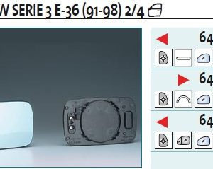 Стекло зеркала электрического левого