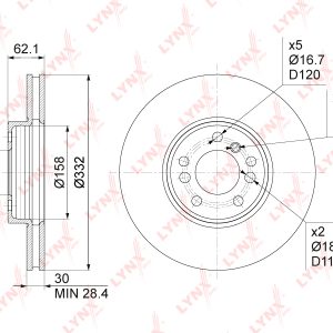 Диск тормозной передний вентилируемый