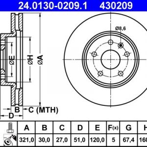Диск тормозной передний вентилируемый