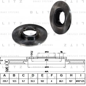 Диск тормозной передний не вентилируемый