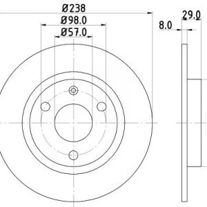 Диск тормозной передний не вентилируемый