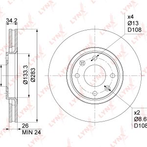 Диск тормозной передний вентилируемый