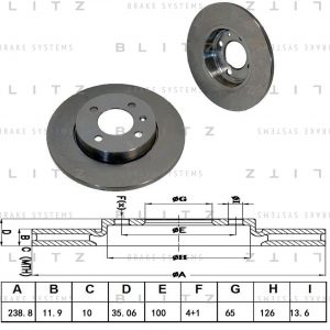 Диск тормозной передний не вентилируемый