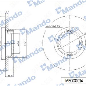 Диск тормозной передний не вентилируемый