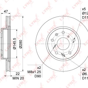 Диск тормозной передний вентилируемый
