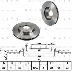 Диск тормозной передний вентилируемый