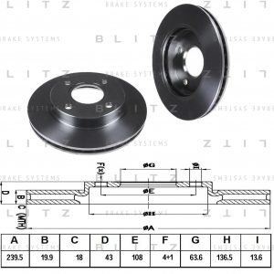 Диск тормозной передний вентилируемый