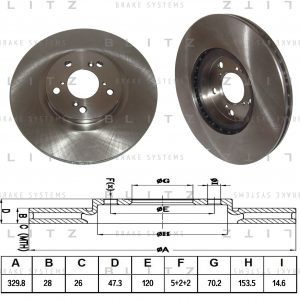 Диск тормозной передний вентилируемый