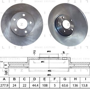 Диск тормозной передний вентилируемый