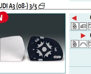 Стекло зеркала электрического правого