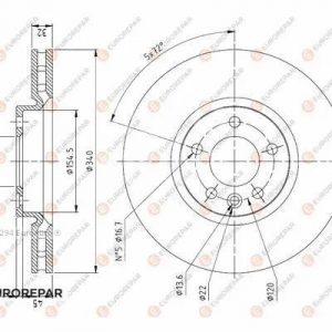 Диск тормозной передний вентилируемый