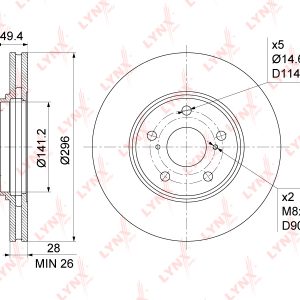 Диск тормозной передний вентилируемый