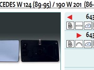 Стекло зеркала механического левого
