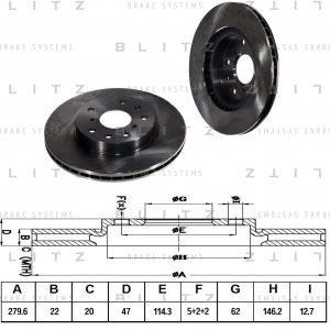 Диск тормозной передний вентилируемый
