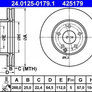Диск тормозной передний вентилируемый