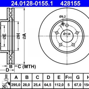 Диск тормозной передний вентилируемый