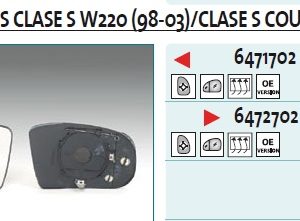 Стекло зеркала электрического левого