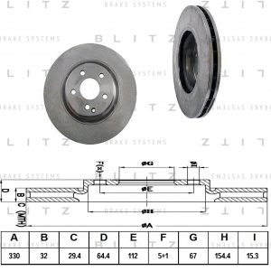 Диск тормозной передний вентилируемый