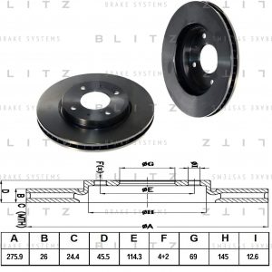Диск тормозной передний вентилируемый