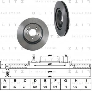 Диск тормозной передний вентилируемый