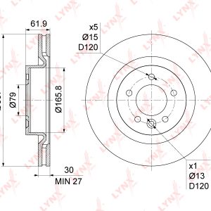 Диск тормозной передний вентилируемый