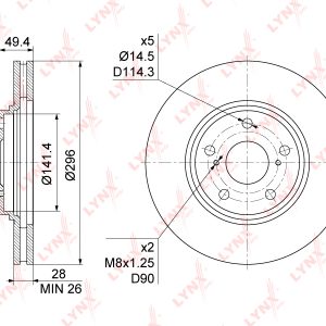 Диск тормозной передний вентилируемый