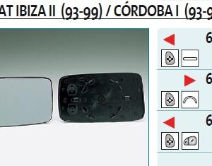 Стекло зеркала механического правого