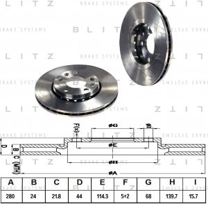 Диск тормозной передний вентилируемый