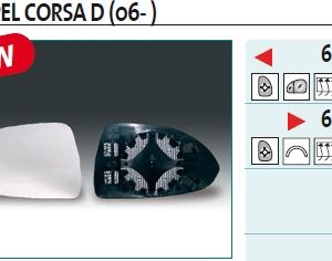 Стекло зеркала электрического левого