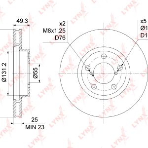 Диск тормозной передний вентилируемый