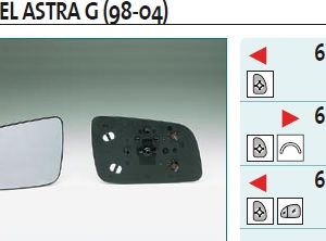 Стекло зеркала механического правого
