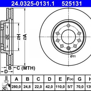 Диск тормозной передний вентилируемый