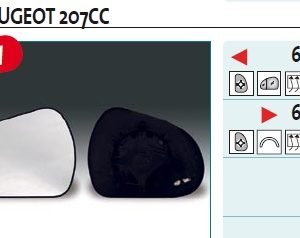 Стекло зеркала электрического правого