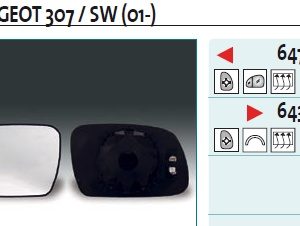 Стекло зеркала электрического левого