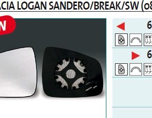 Стекло зеркала электрического левого