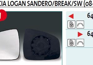 Стекло зеркала механического правого